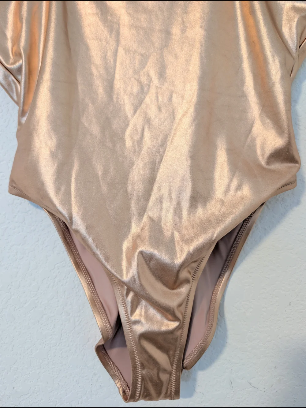Skims Rose Gold Metallic Open Back High Cut One-Piece Swimsuit SM